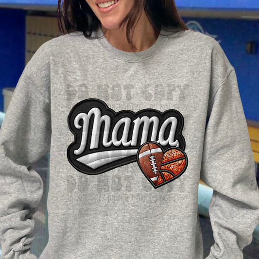 MAMA FAUX EMBROIDERY FOOTBALL/BASKETBALL - DTF TRANSFER