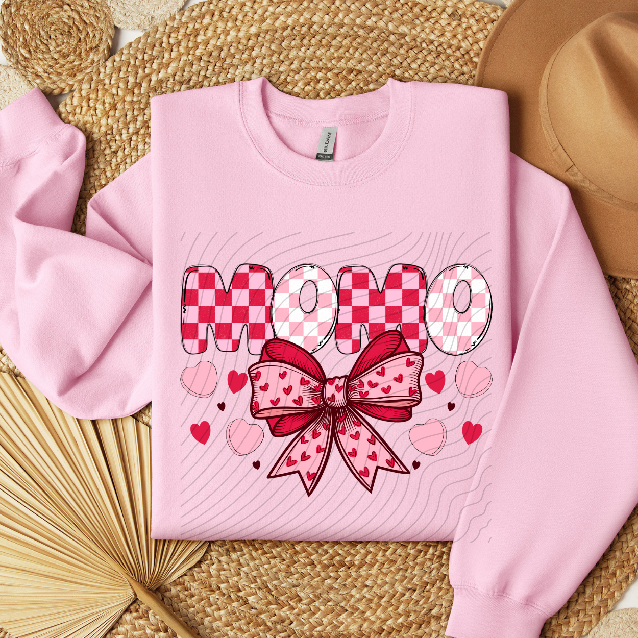 MOMO PINK RED CHECK - DTF TRANSFER