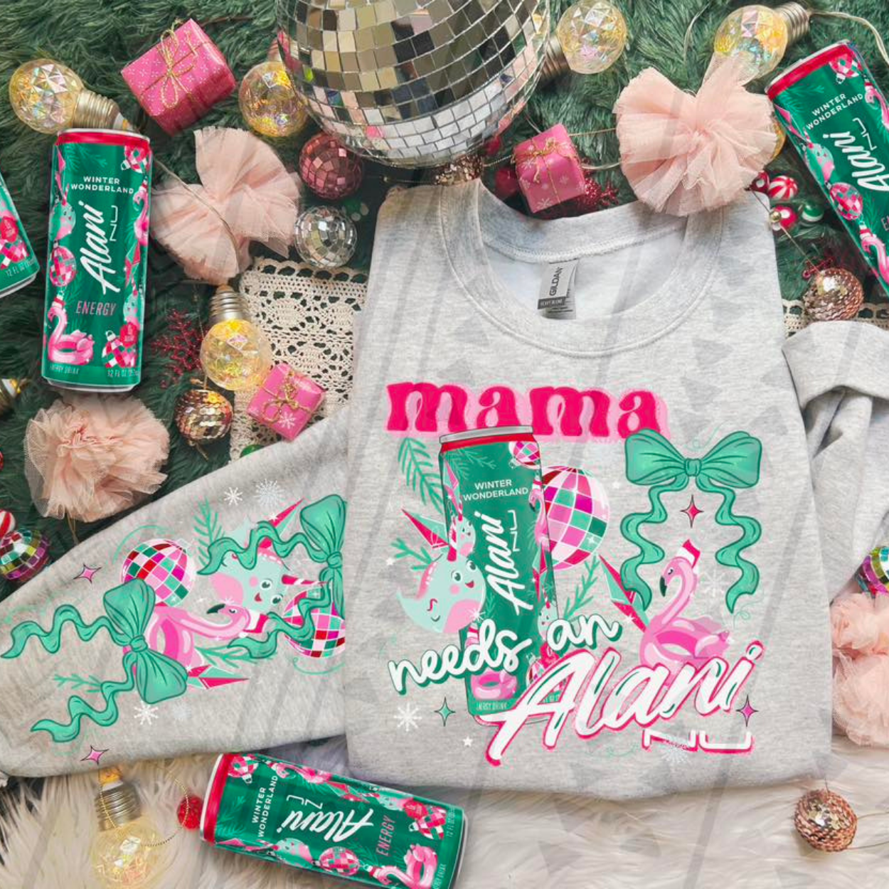 MAMA NEEDS WINTER WONDERLAND W/ SLEEVE - DTF TRANSFER