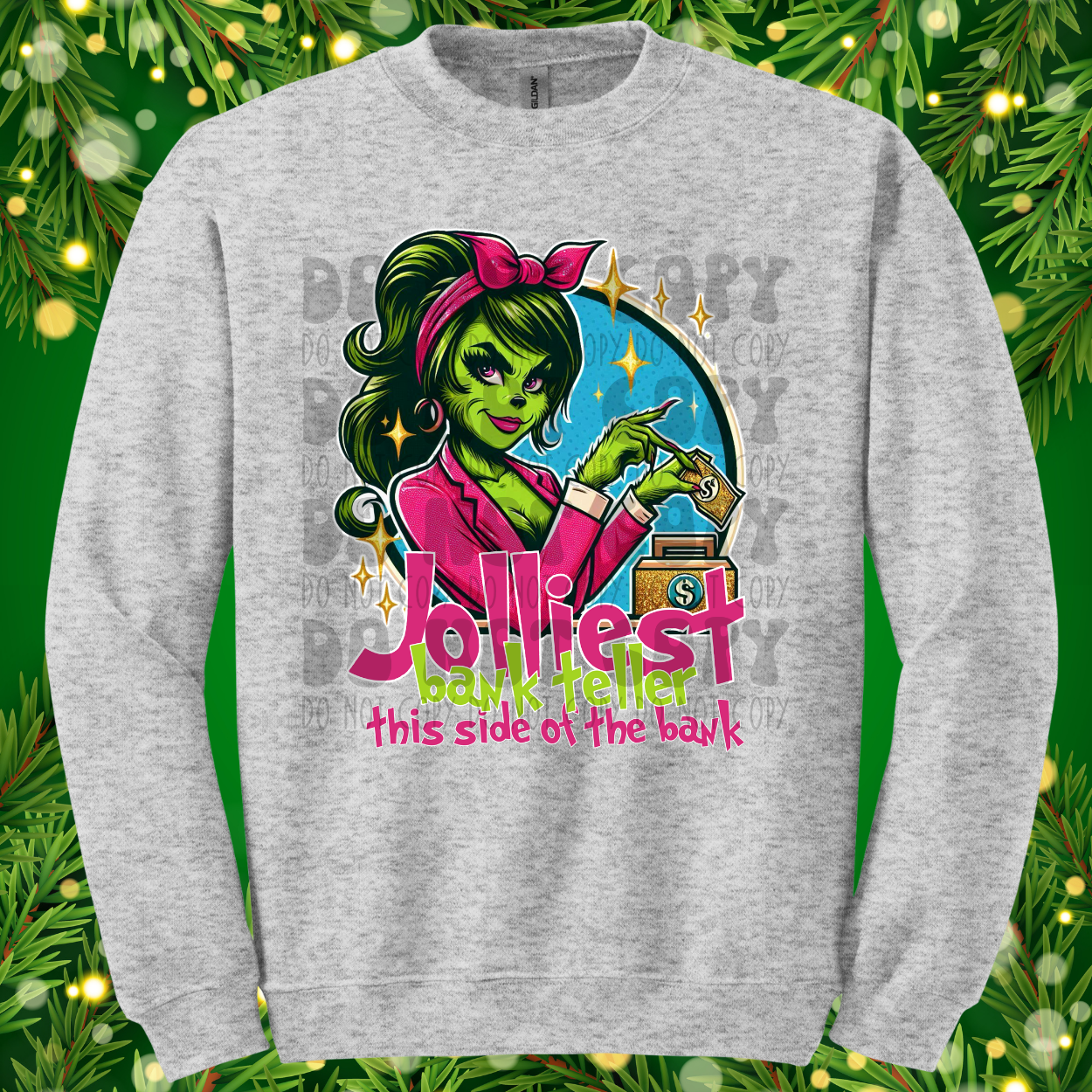 GREEN GUY GIRL BANK TELLER - DTF TRANSFER