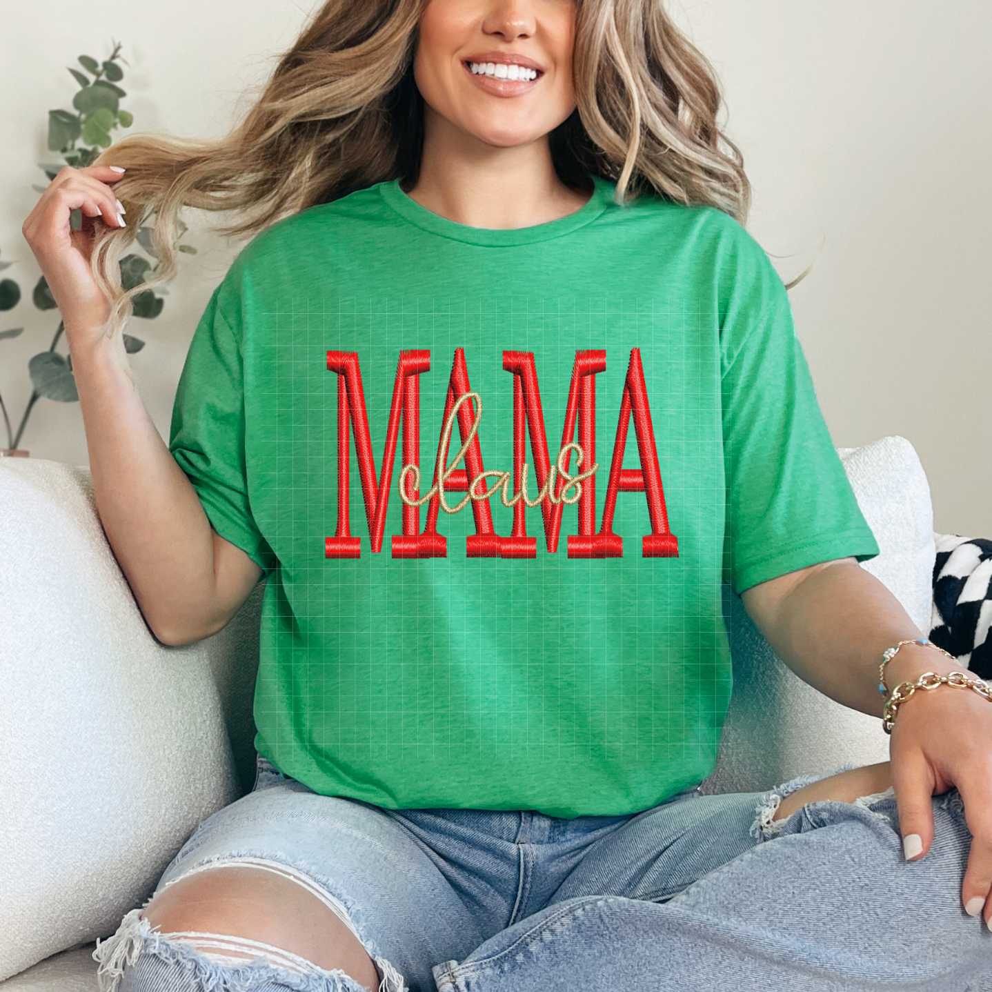 MAMA CLAUS FAUX EMBROIDERY - DTF TRANSFER
