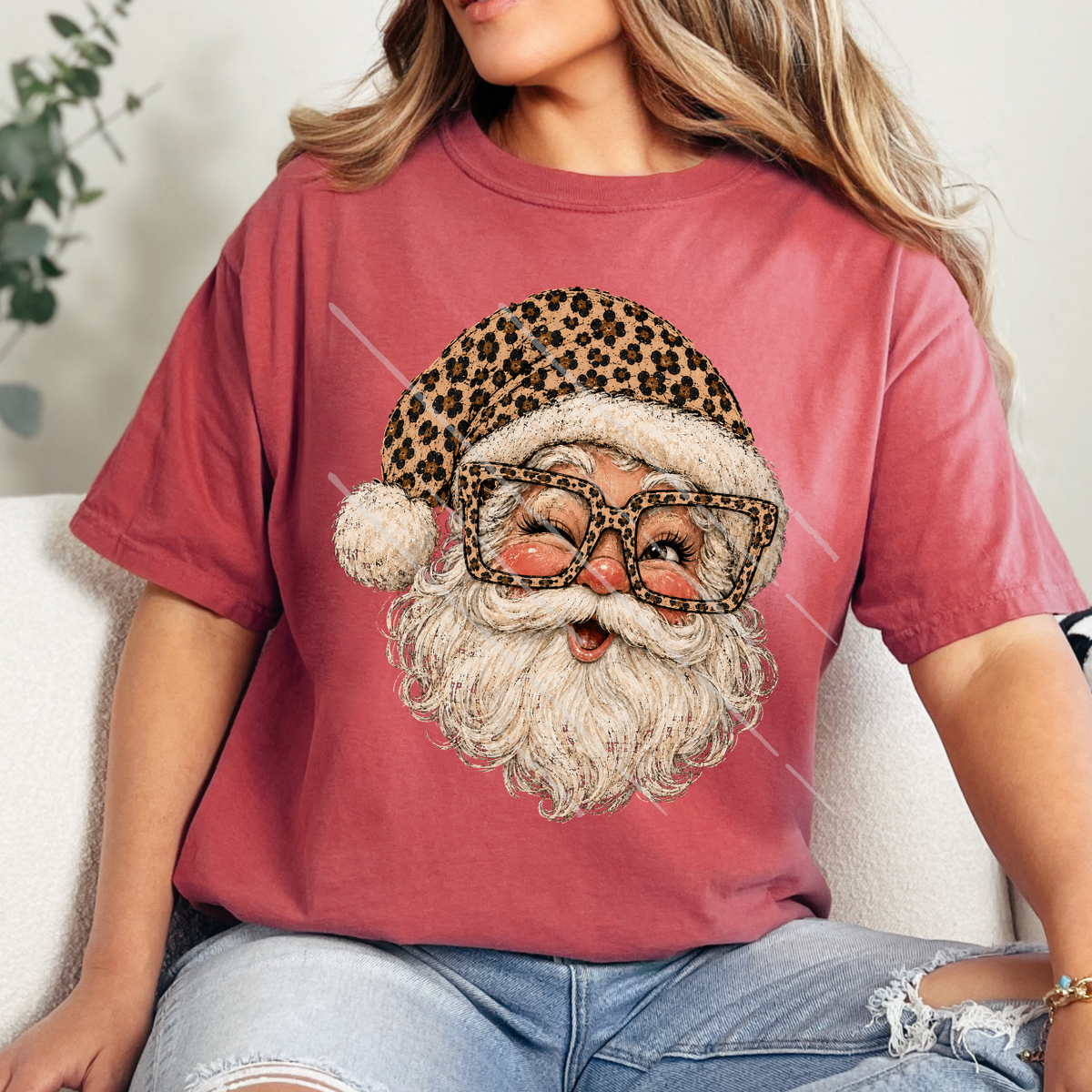 LEOPARD WINKING SANTA - DTF TRANSFER