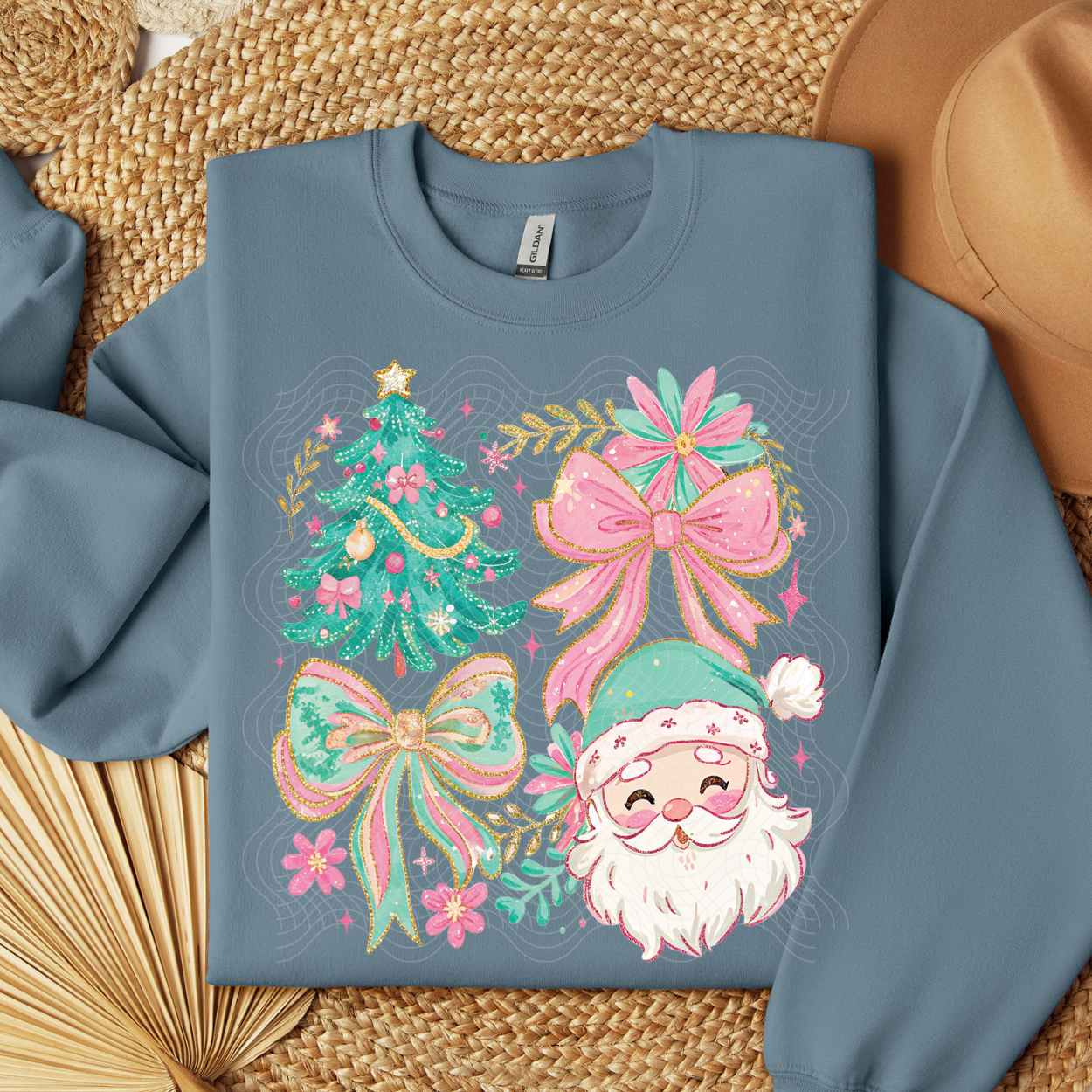 MERRY CHRISTMAS FAUX GLITTER OUTLINE - DTF TRANSFER