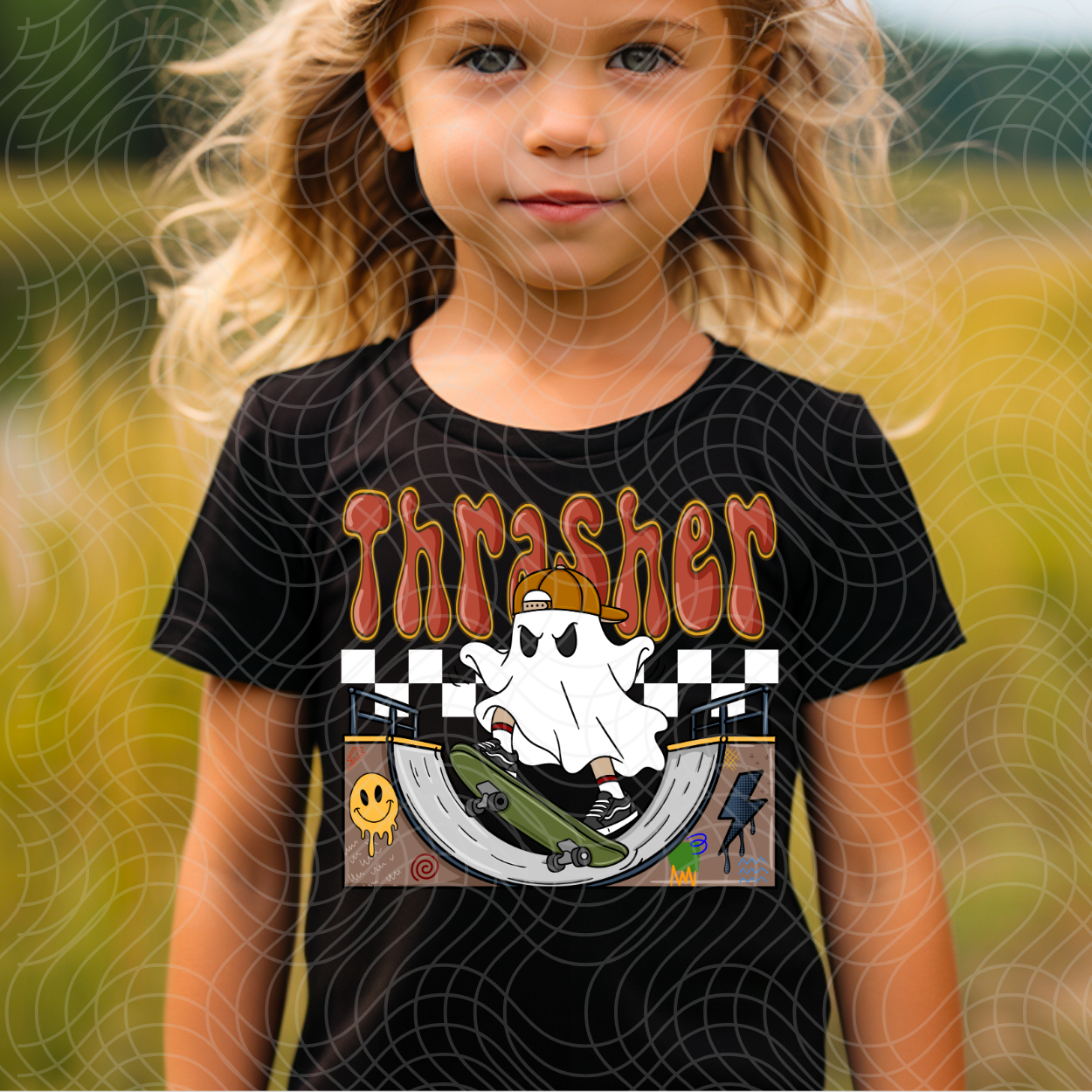 THRASHER WHT CHECKER - DTF TRANSFER