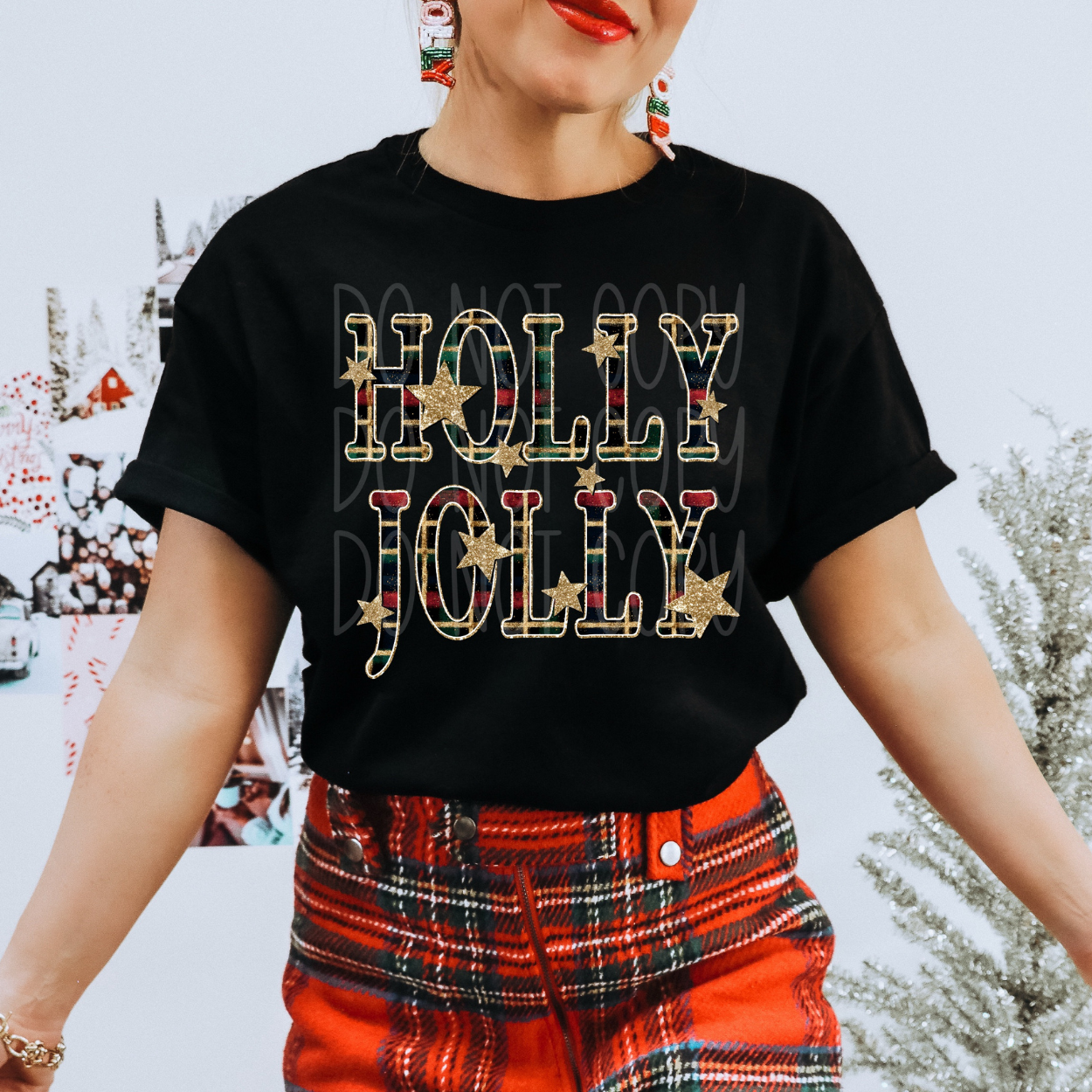 HOLLY JOLLY CHRISTMAS PLAID - DTF TRANSFER