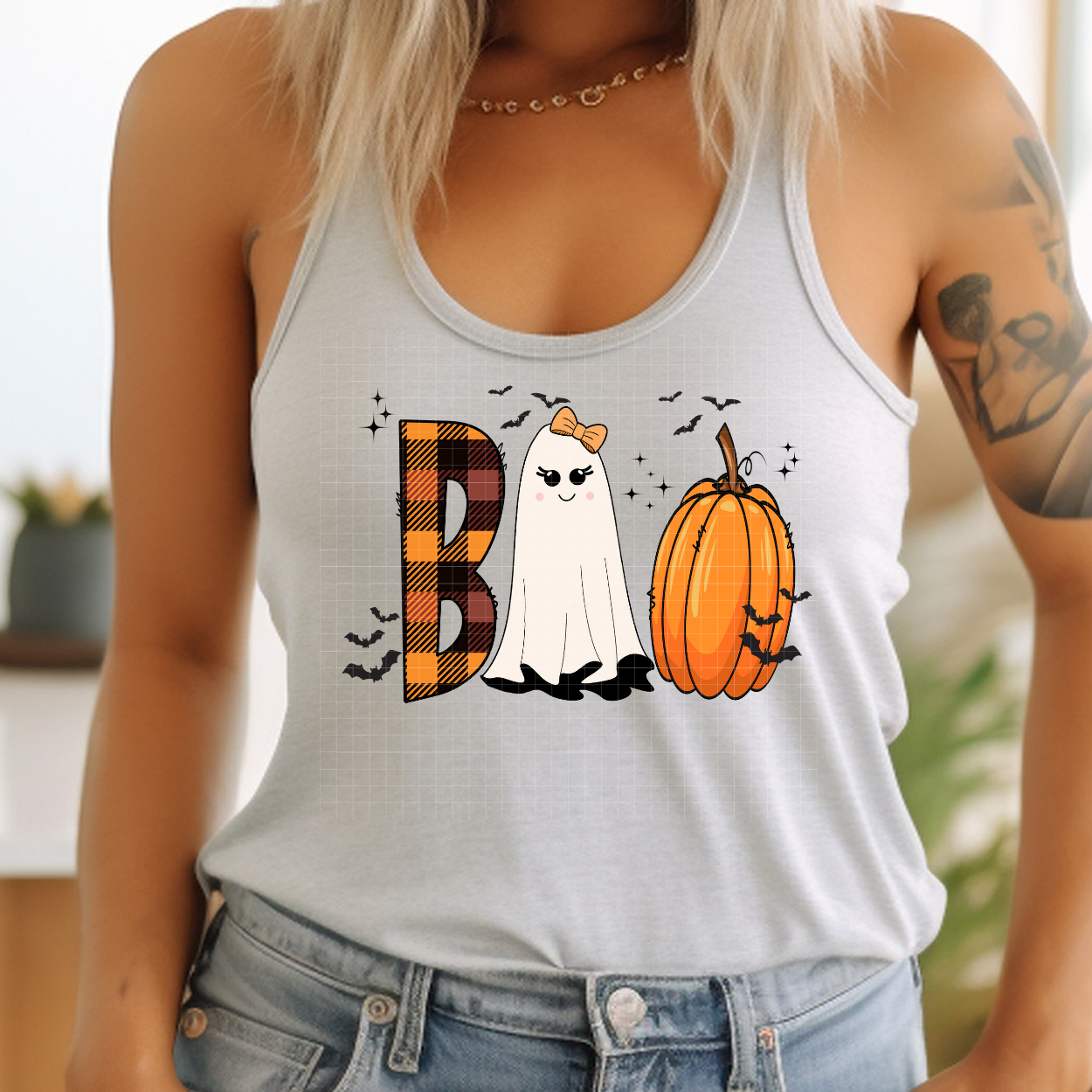 BOO GHOST AND PLAID - DTF TRANSFER