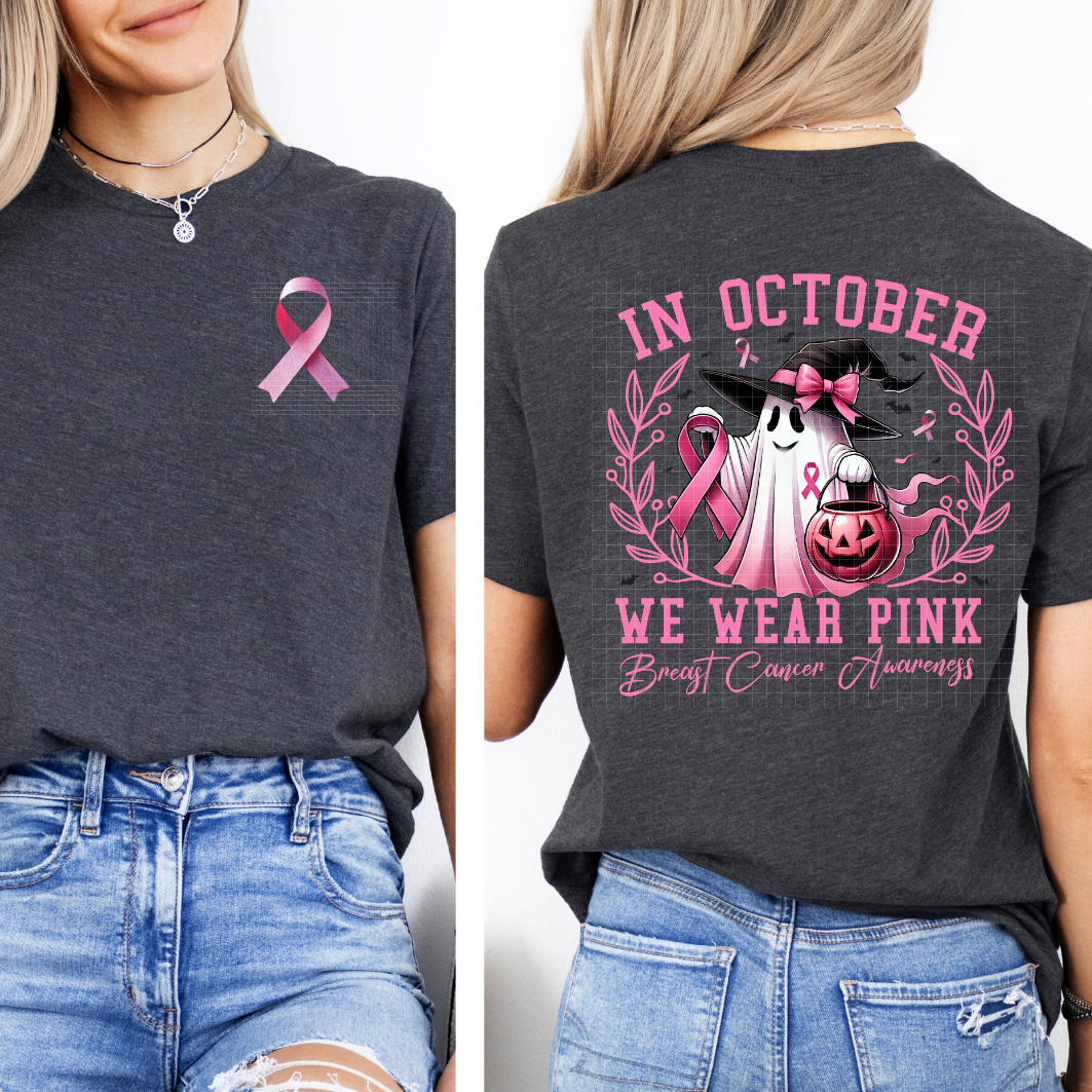 PINK GHOST W/ RIBBON POCKET - DTF TRANSFER