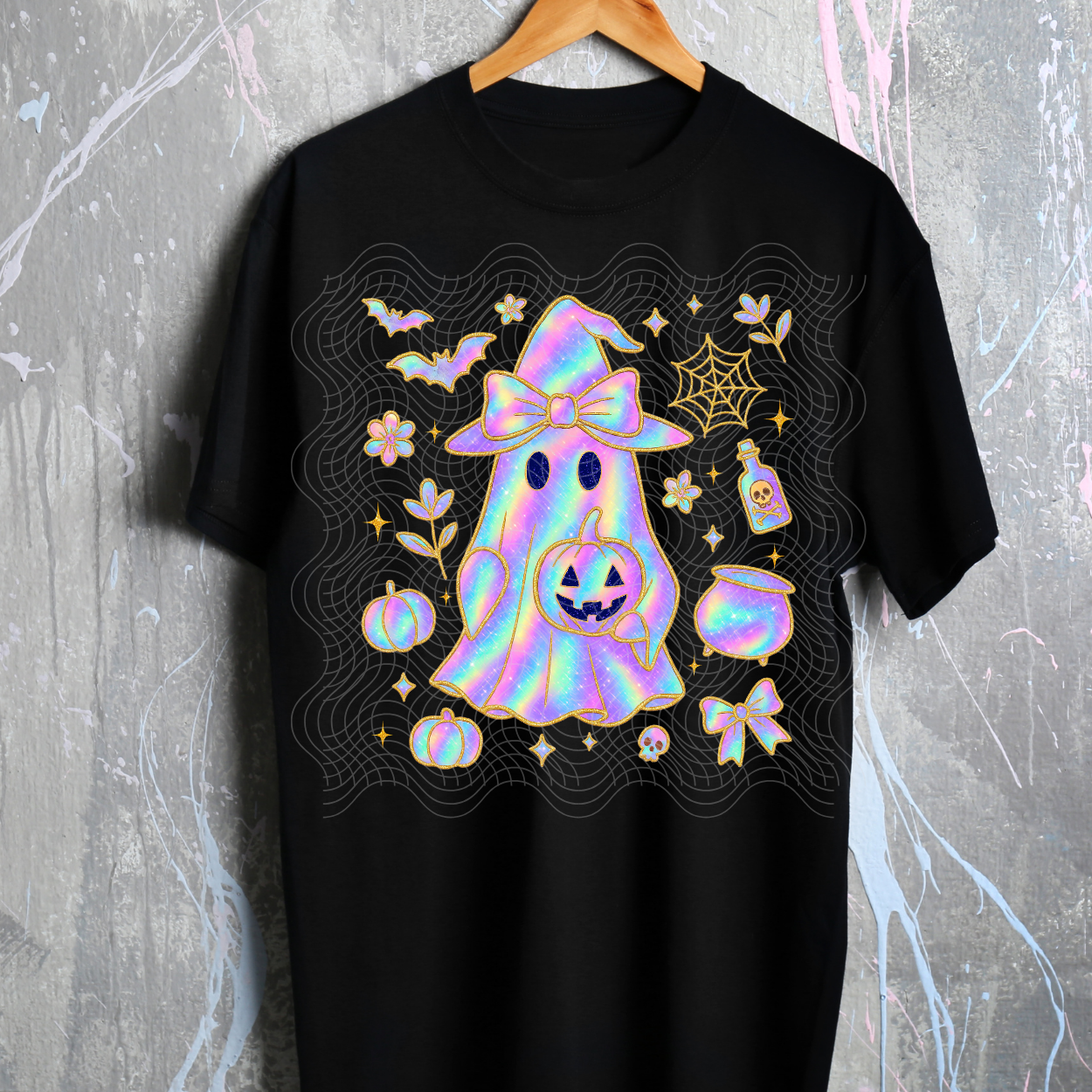 IRIDESCENT GHOST WITH ELEMENTS - DTF TRANSFER