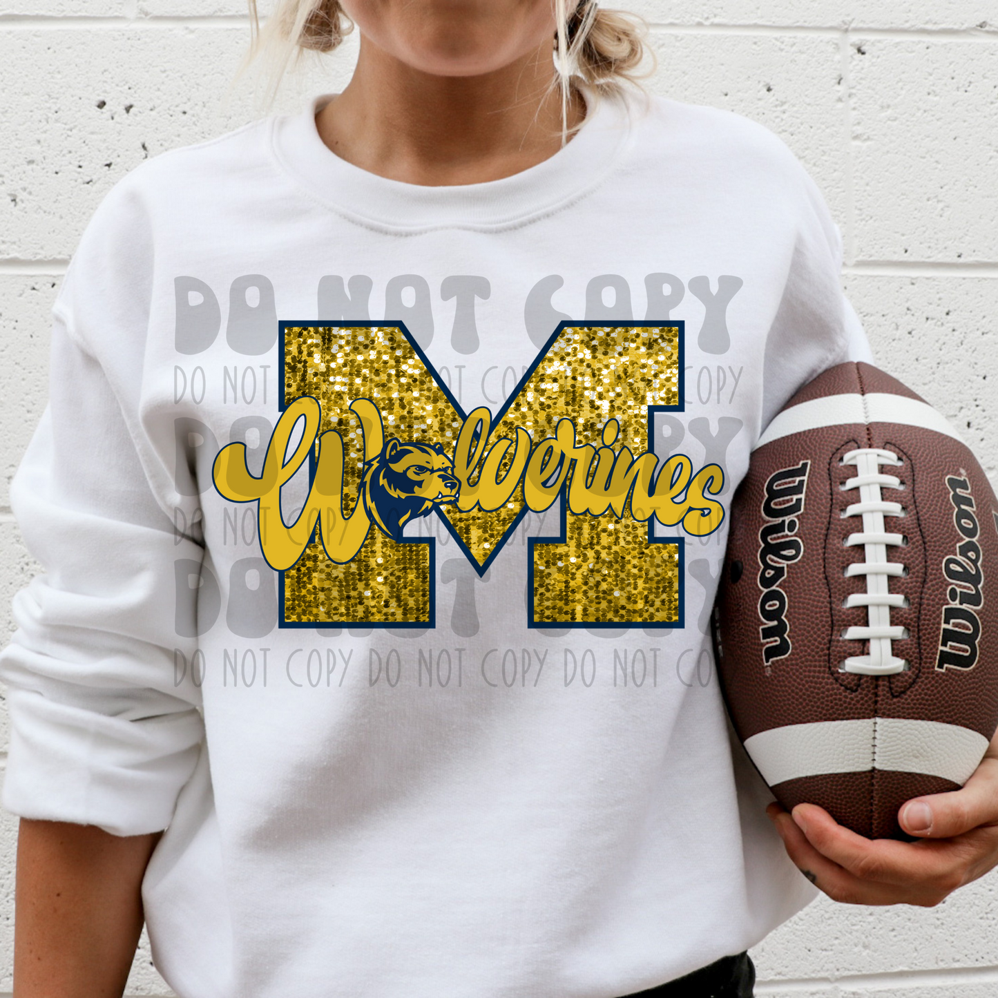 M WOLVERINES - FAUX SEQUIN - DTF TRANSFER