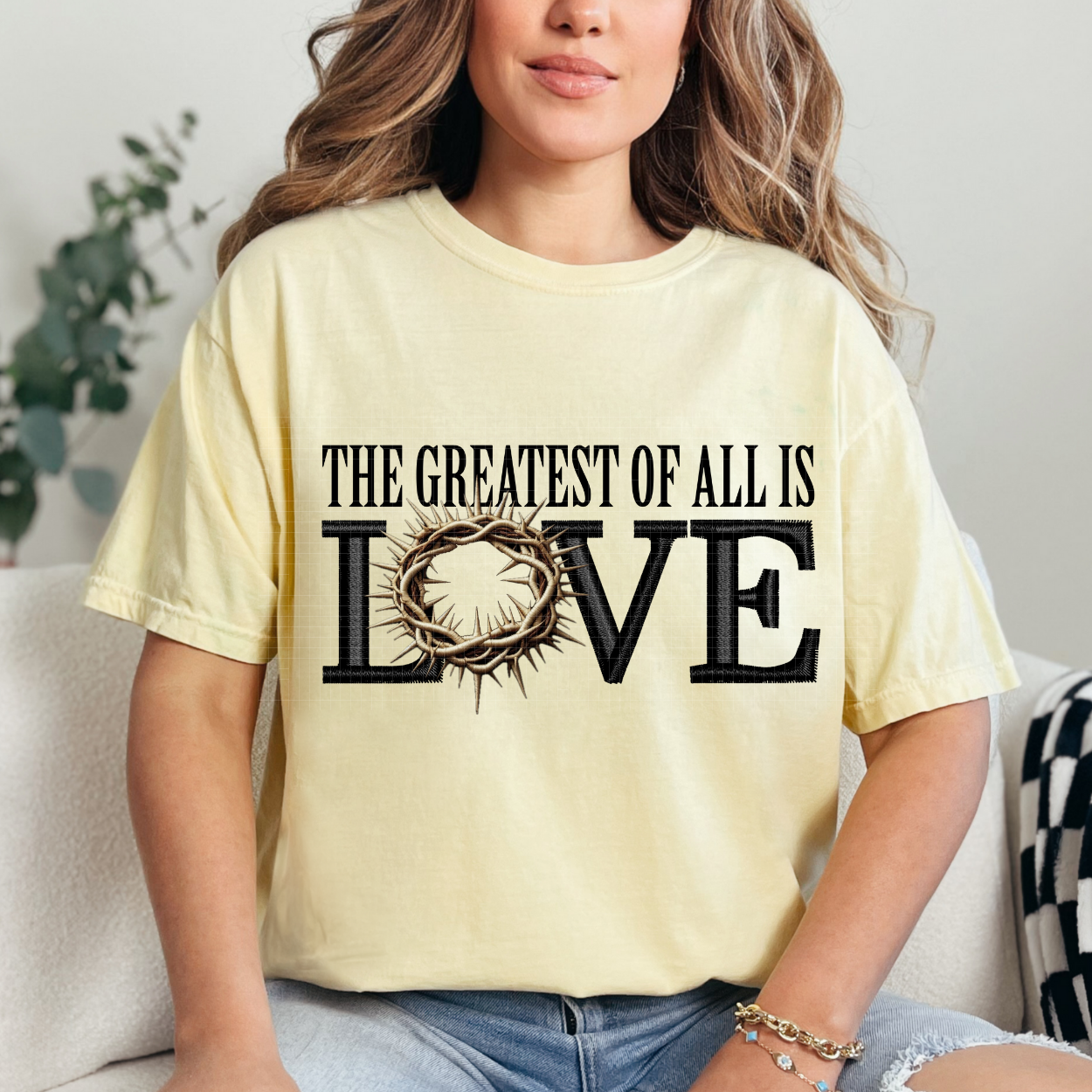 GREATEST OF ALL IS LOVE FAUX EMBROIDERY - DTF TRANSFER
