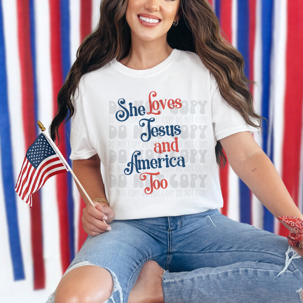 SHE LOVES JESUS AND AMERICA TOO SCRIPT - DTF TRANSFER