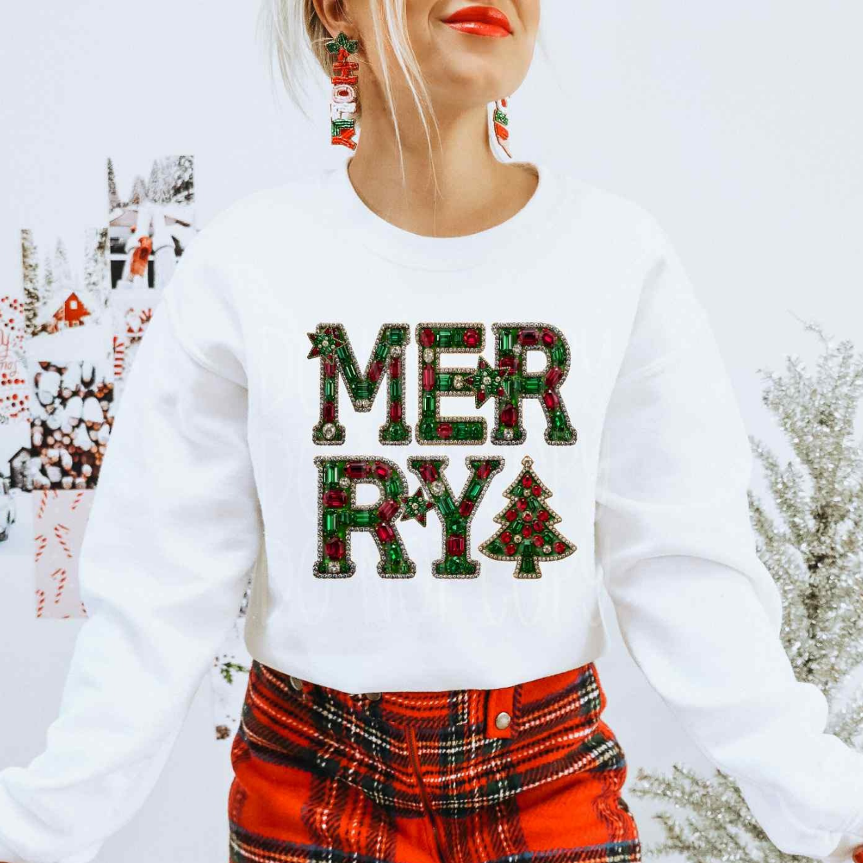 MERRY FAUX BEADED - DTF TRANSFER