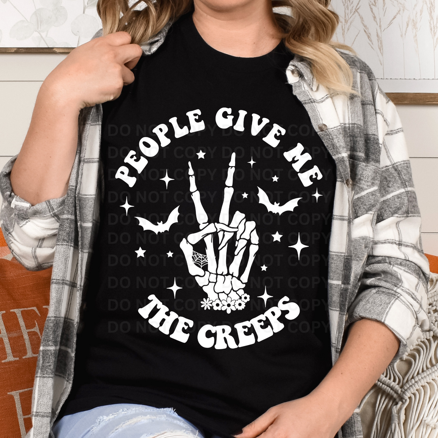 PEOPLE GIVE ME THE CREEPS - WHITE - DTF TRANSFER