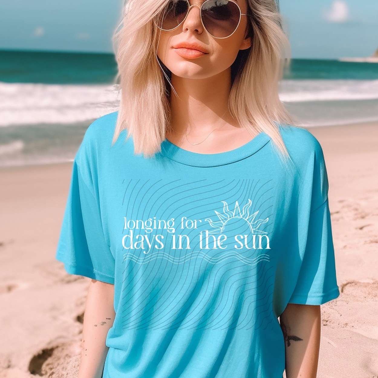 LONGING FOR DAYS IN THE SUN WHITE - DTF TRANSFER