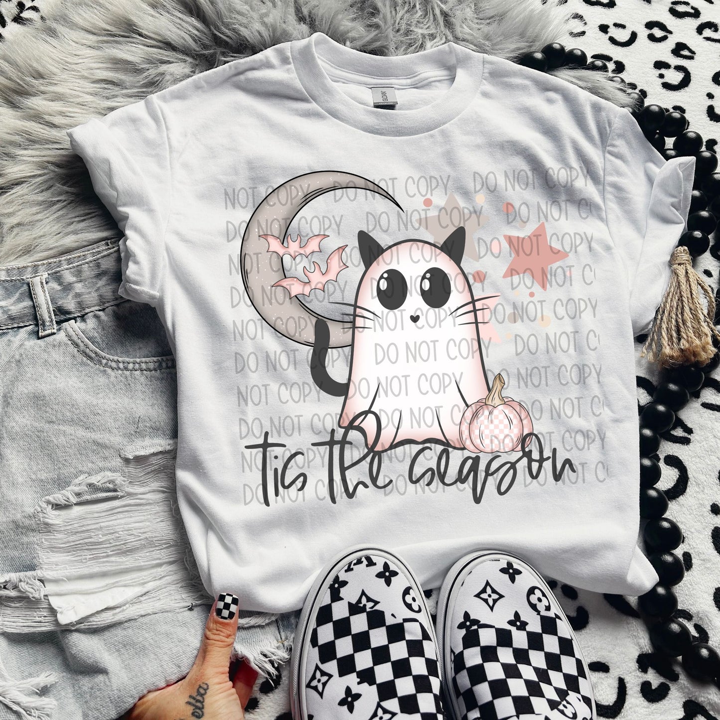 TIS THE SEASON GHOST CAT - DTF TRANSFER