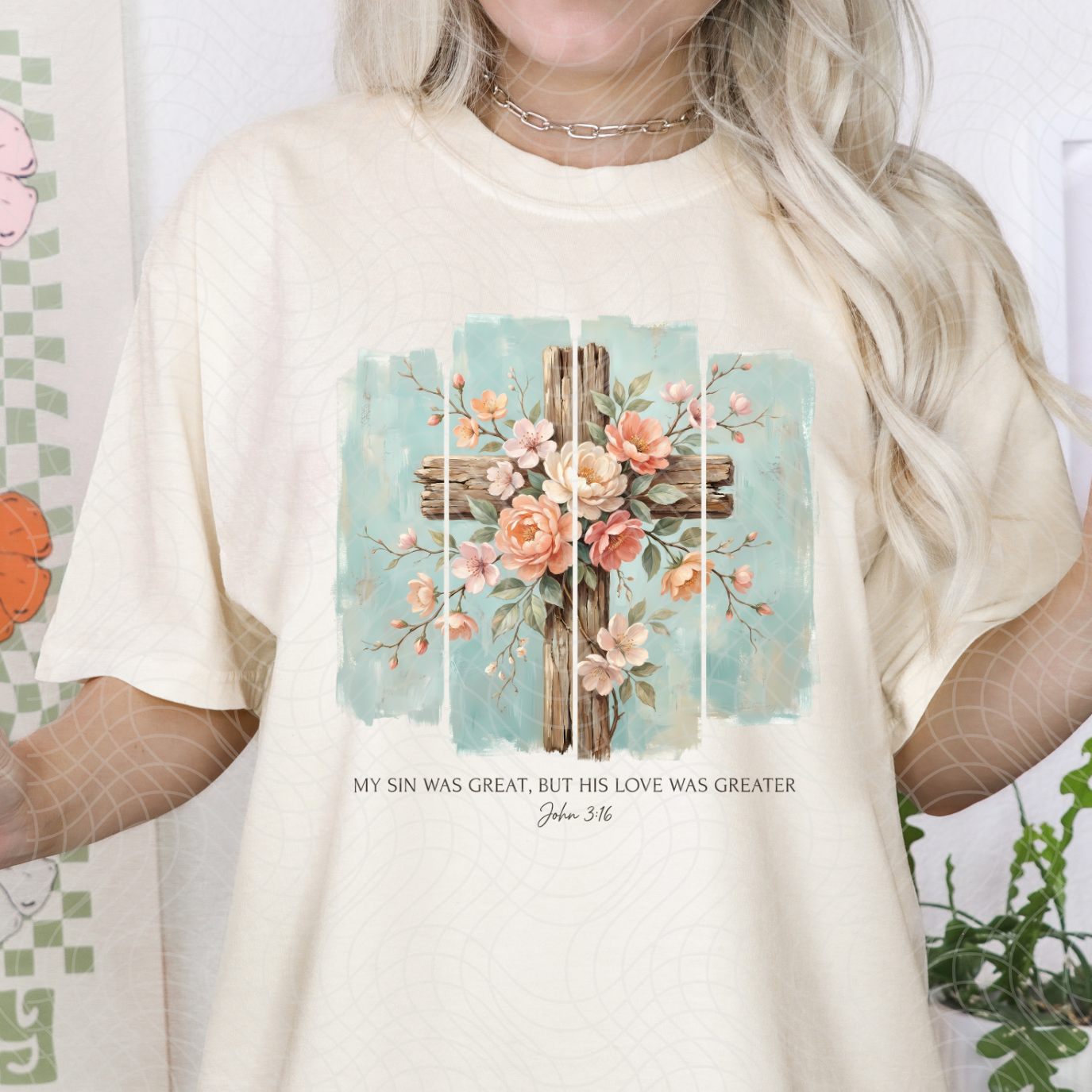 FLORAL CROSS - DTF TRANSFER