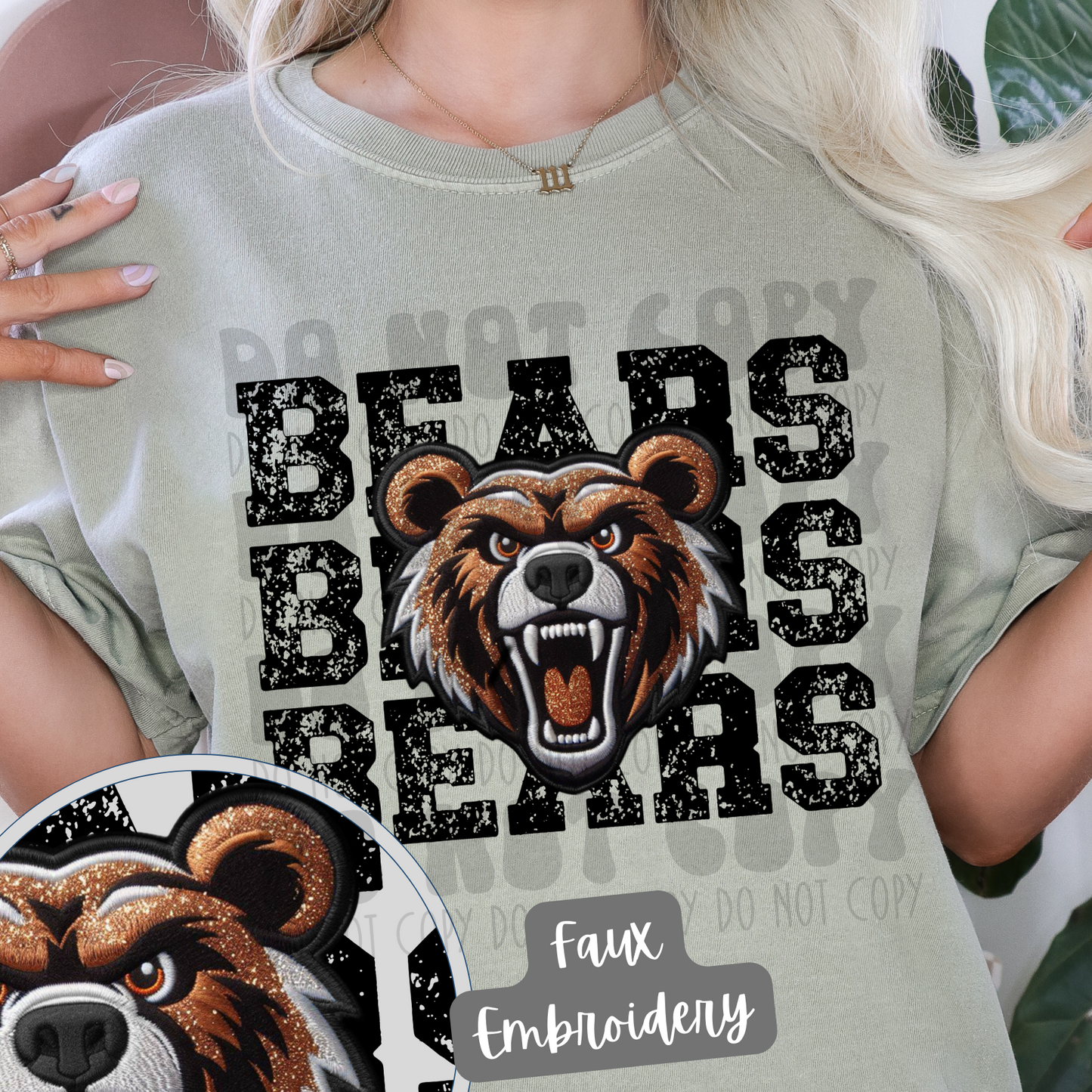BEARS STACKED FAUX EMBROIDERY - DTF TRANSFER