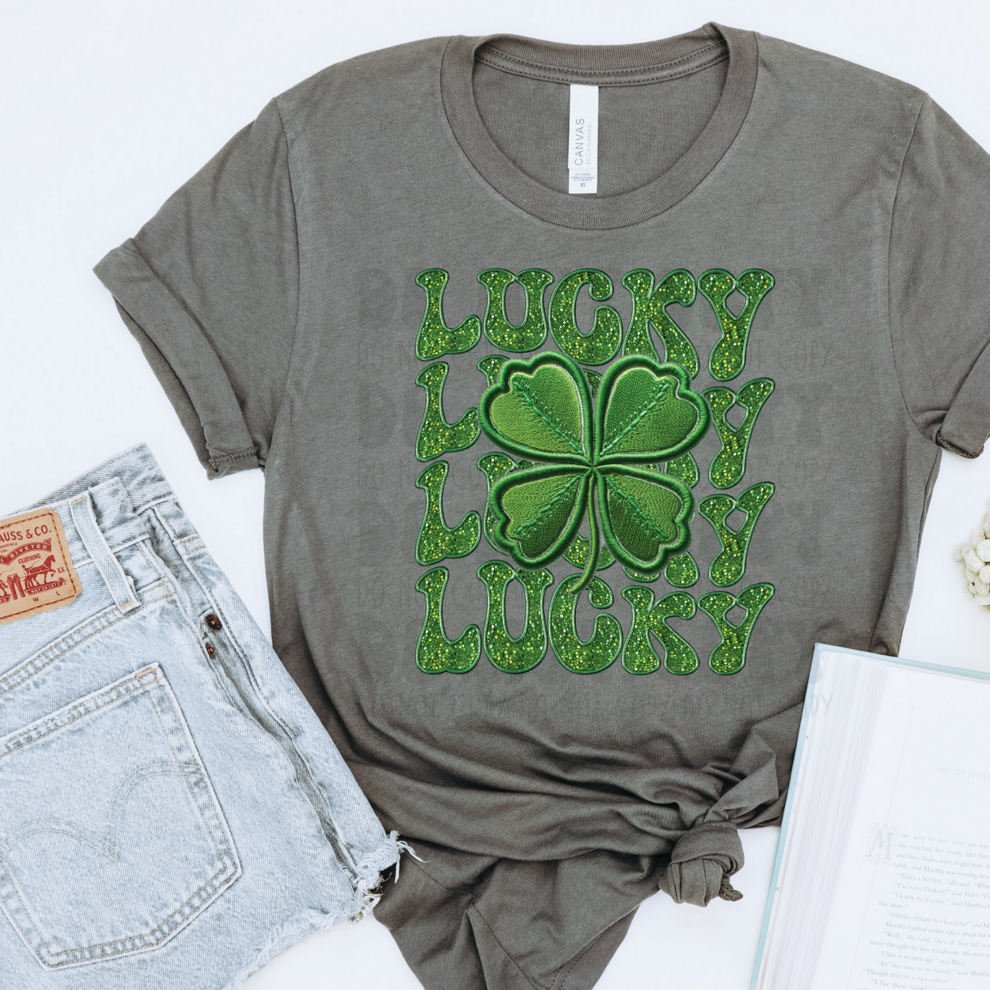LUCKY STACKED SHAMROCK FAUX EMBROIDERY - DTF TRANSFER