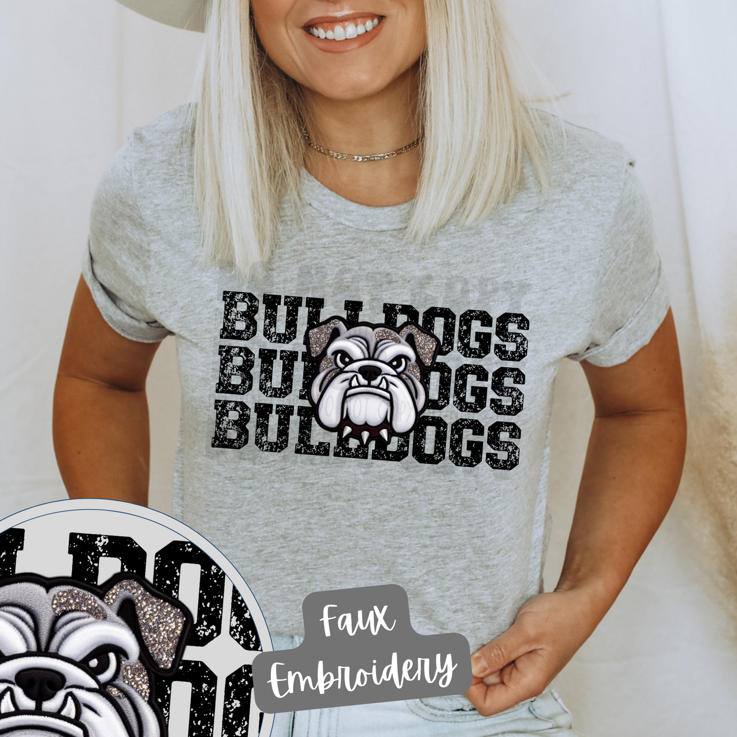 BULLDOGS STACKED FAUX EMBROIDERY - DTF TRANSFER