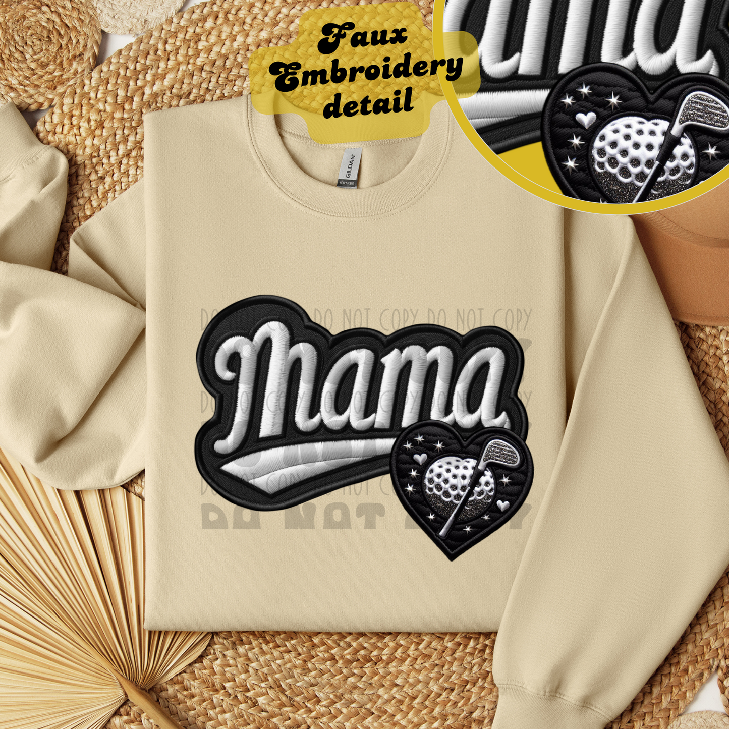 MAMA FAUX EMBROIDERY GOLF - DTF TRANSFER