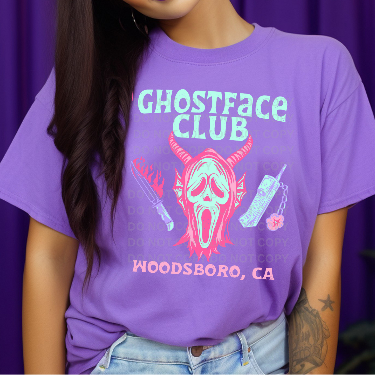 GHOST FACE - PINK/BLUE - DTF TRANSFER