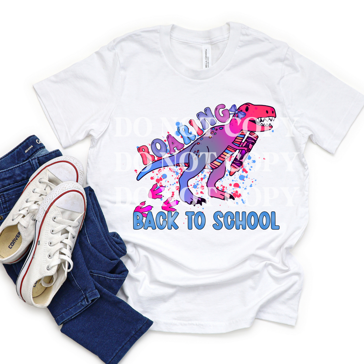 ROARING BACK TO SCHOOL PINK DINO - DTF TRANSFER