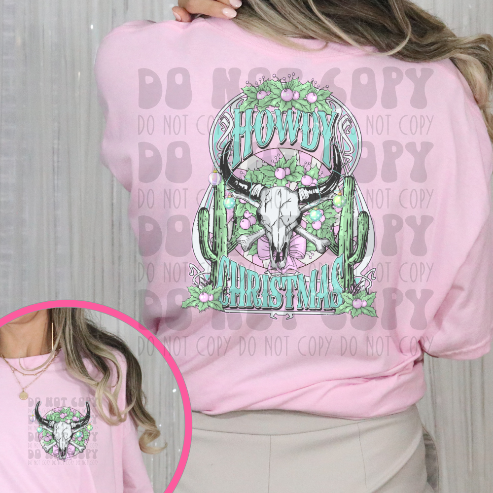 HOWDY CHRISTMAS SKULL W/ POCKET - DTF TRANSFER