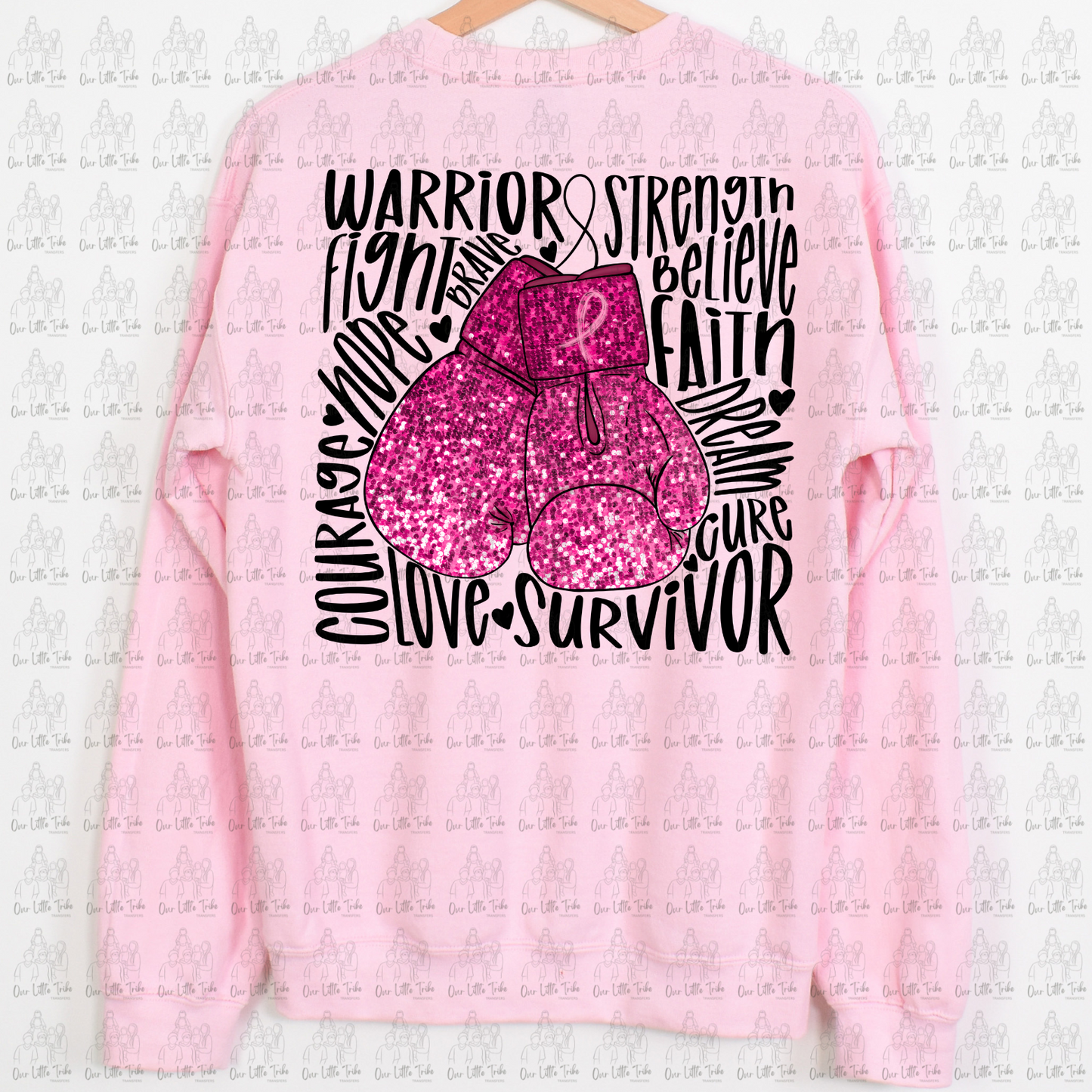 PINK SEQUIN GLOVES - FAUX SEQUIN - DTF TRANSFER