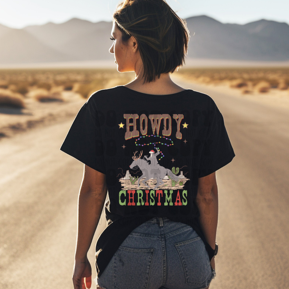 HOWDY CHRISTMAS GREY HORSE - DTF TRANSFER