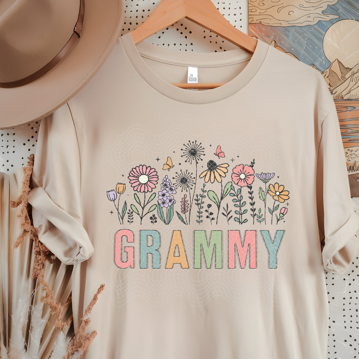 GRAMMY FLOWERS DISTRESSED - DTF TRANSFER