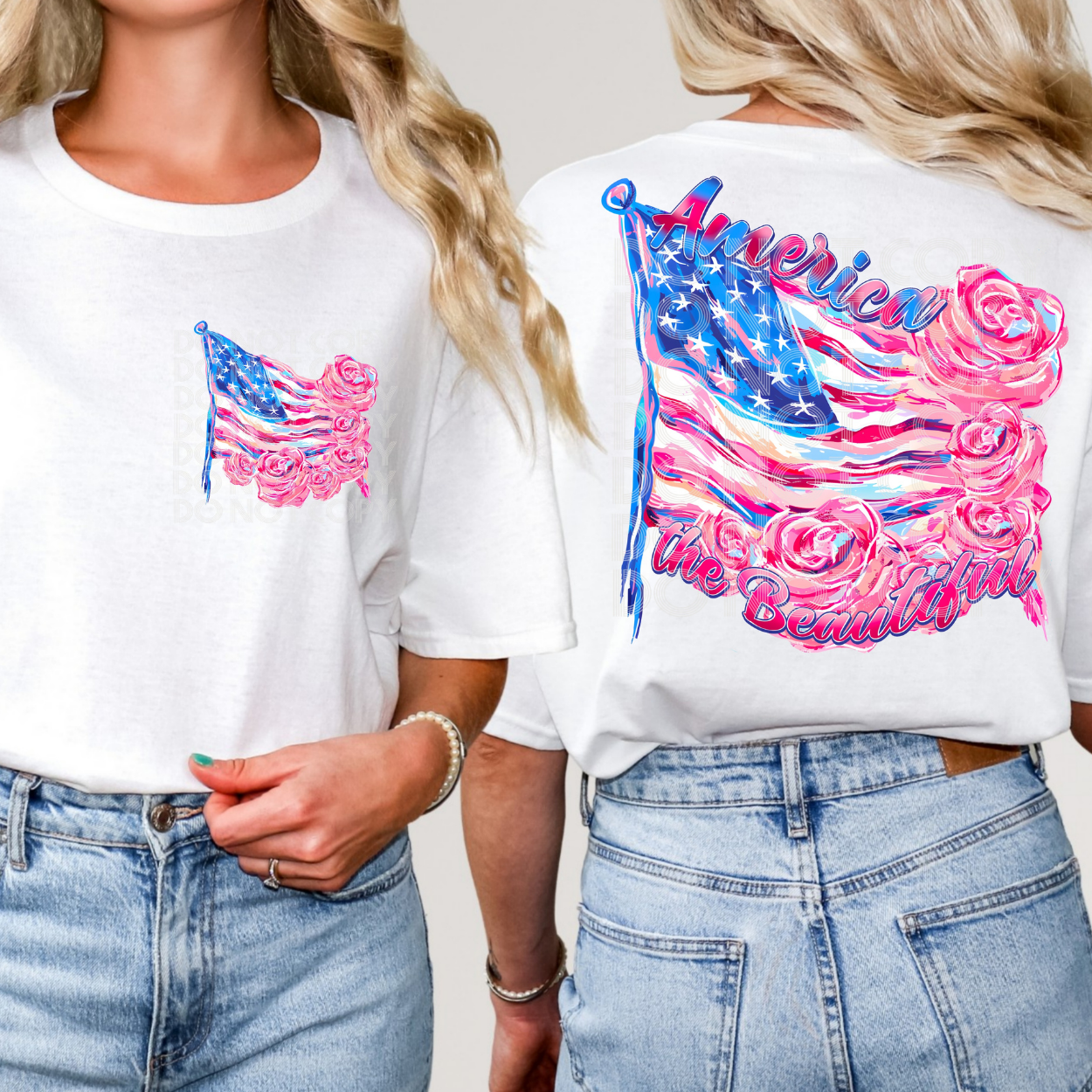 FLAG ROSES W/POCKET - DTF TRANSFER