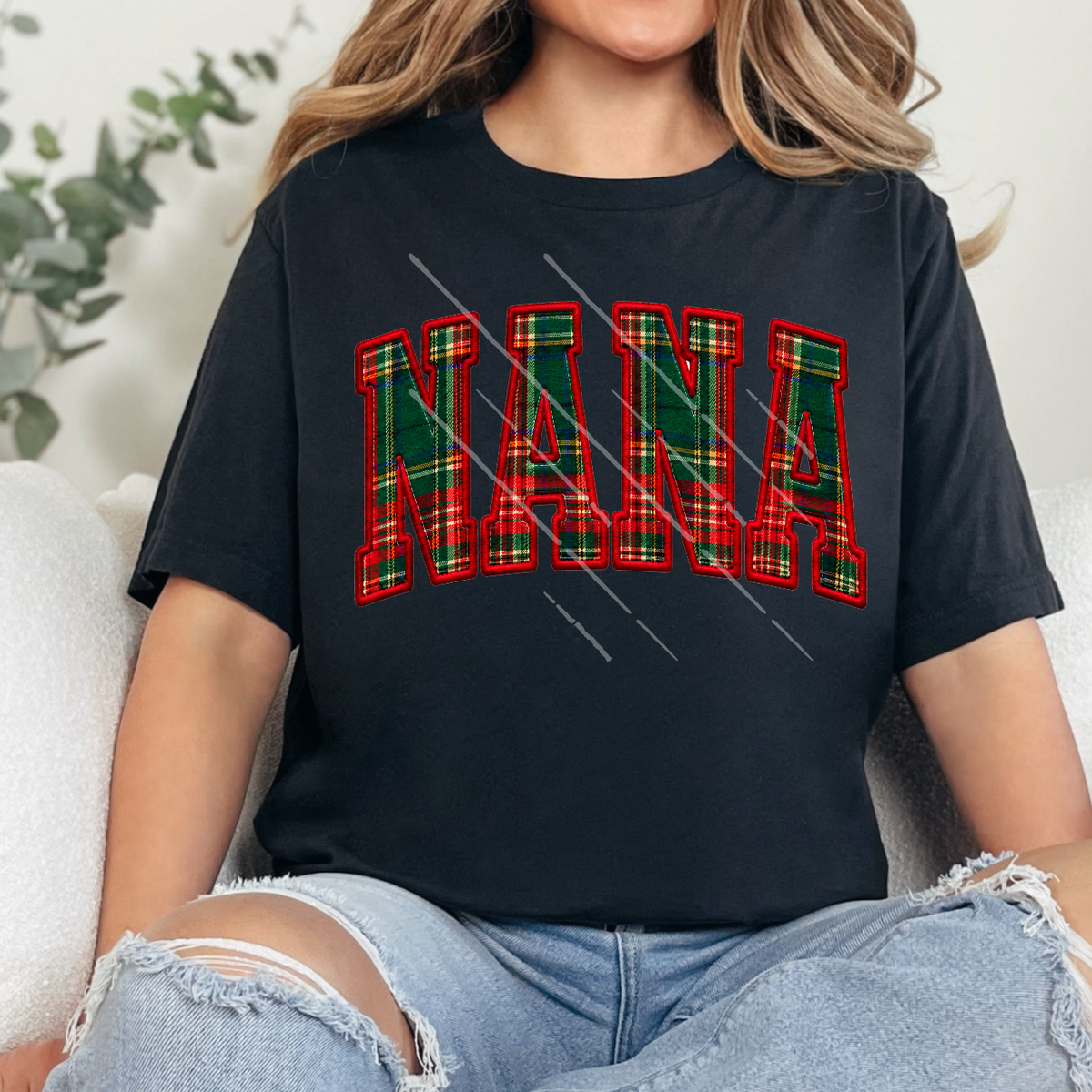 NANA FAUX EMBROIDERY PLAID - DTF TRANSFER
