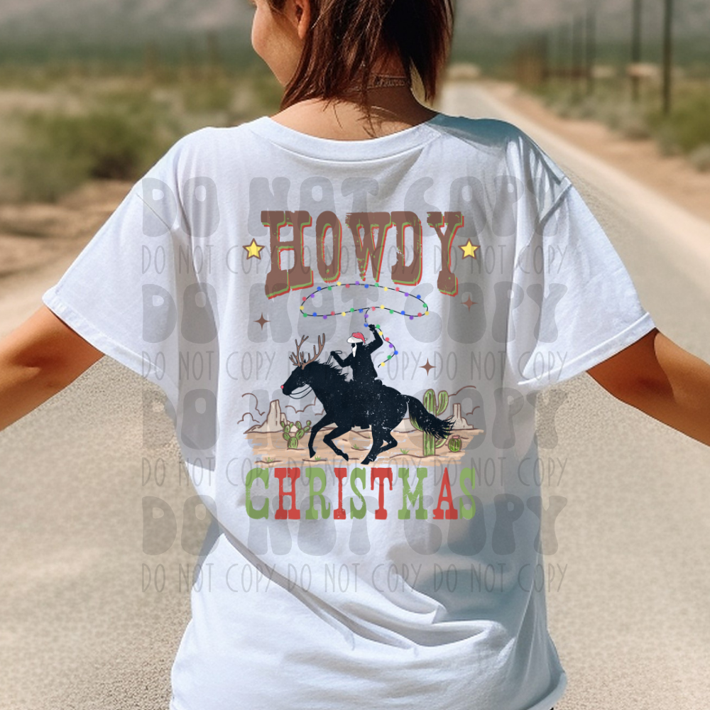 HOWDY CHRISTMAS BLACK HORSE - DTF TRANSFER