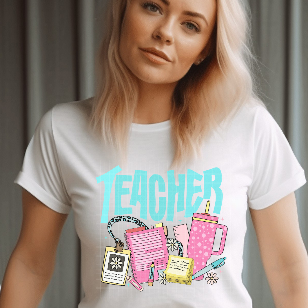 TEACHER ITEMS LIGHT BLUE - DTF TRANSFER