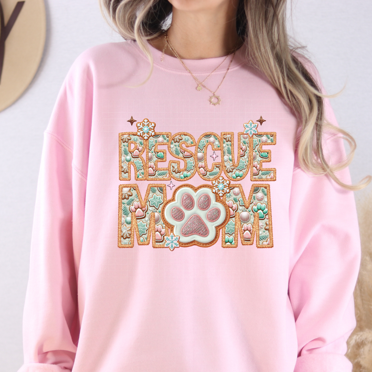 RESCUE MOM GINGERBREAD FAUX EMBROIDERY - DTF TRANSFER