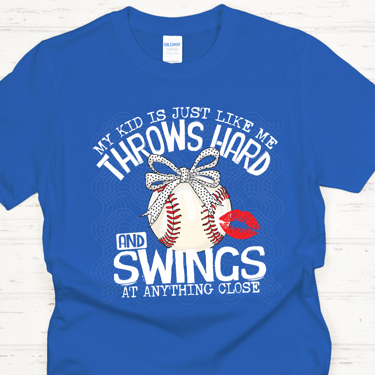 BASEBALL THROWS HARD AND SWINGS WHT TEXT - DTF TRANSFER