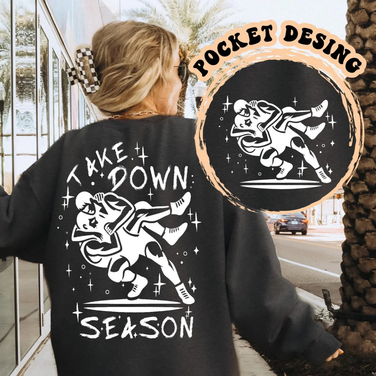 TAKE DOWN SEASON, WHITE W/ POCKET - DTF TRANSFER