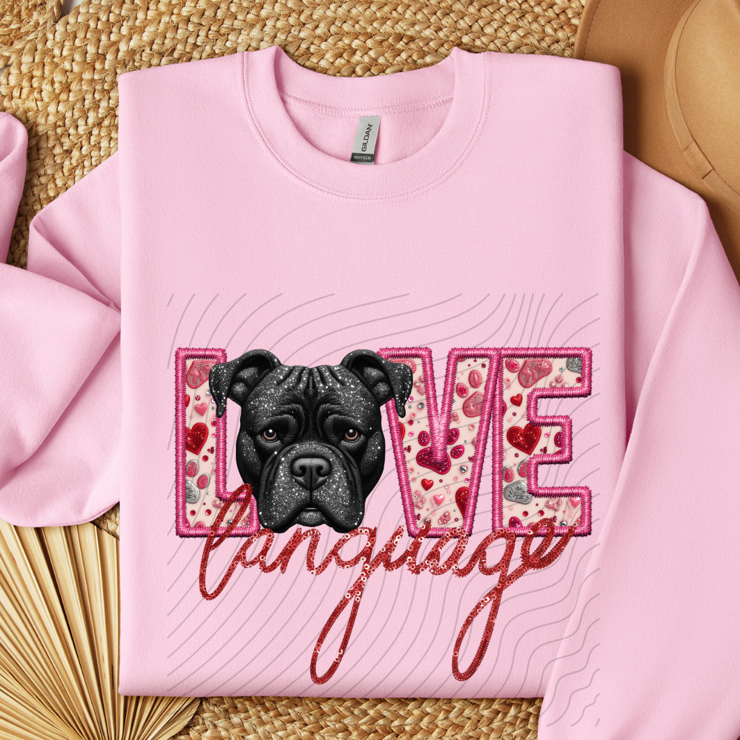 PITBULL -BLK, FAUX EMBROIDERY & FAUX SEQUINS - DTF TRANSFER