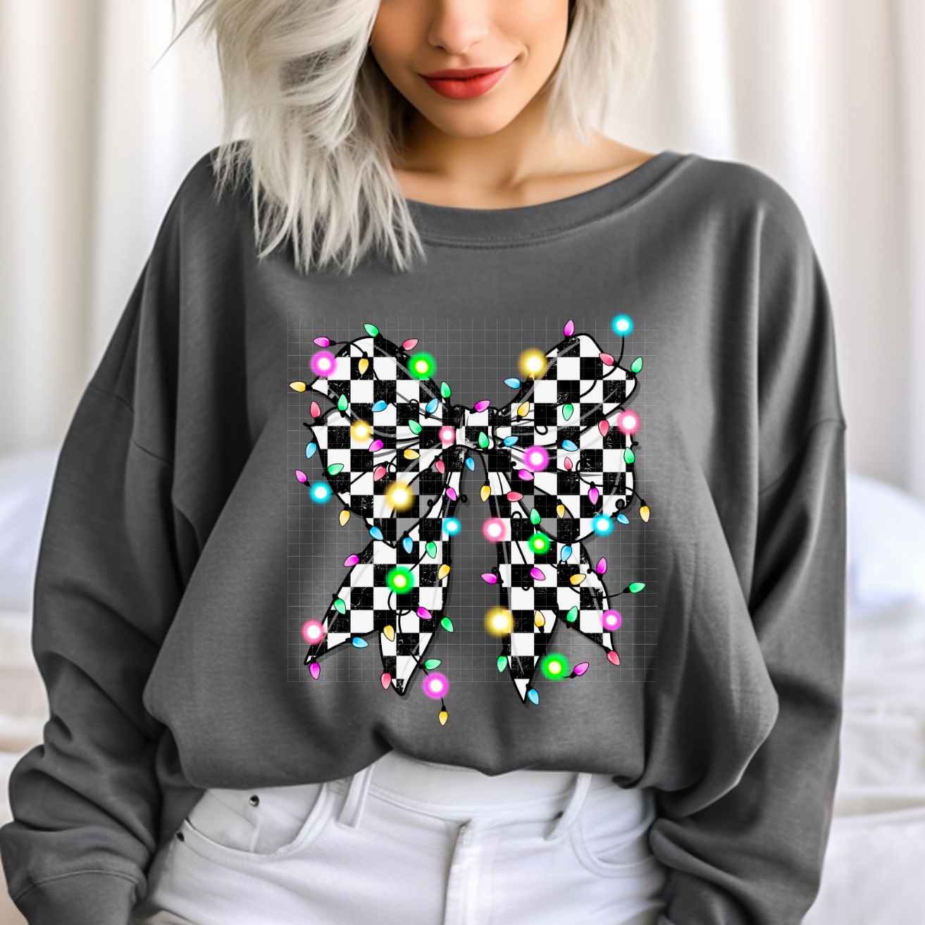 LIGHTED CHECKER BOW - DTF TRANSFER