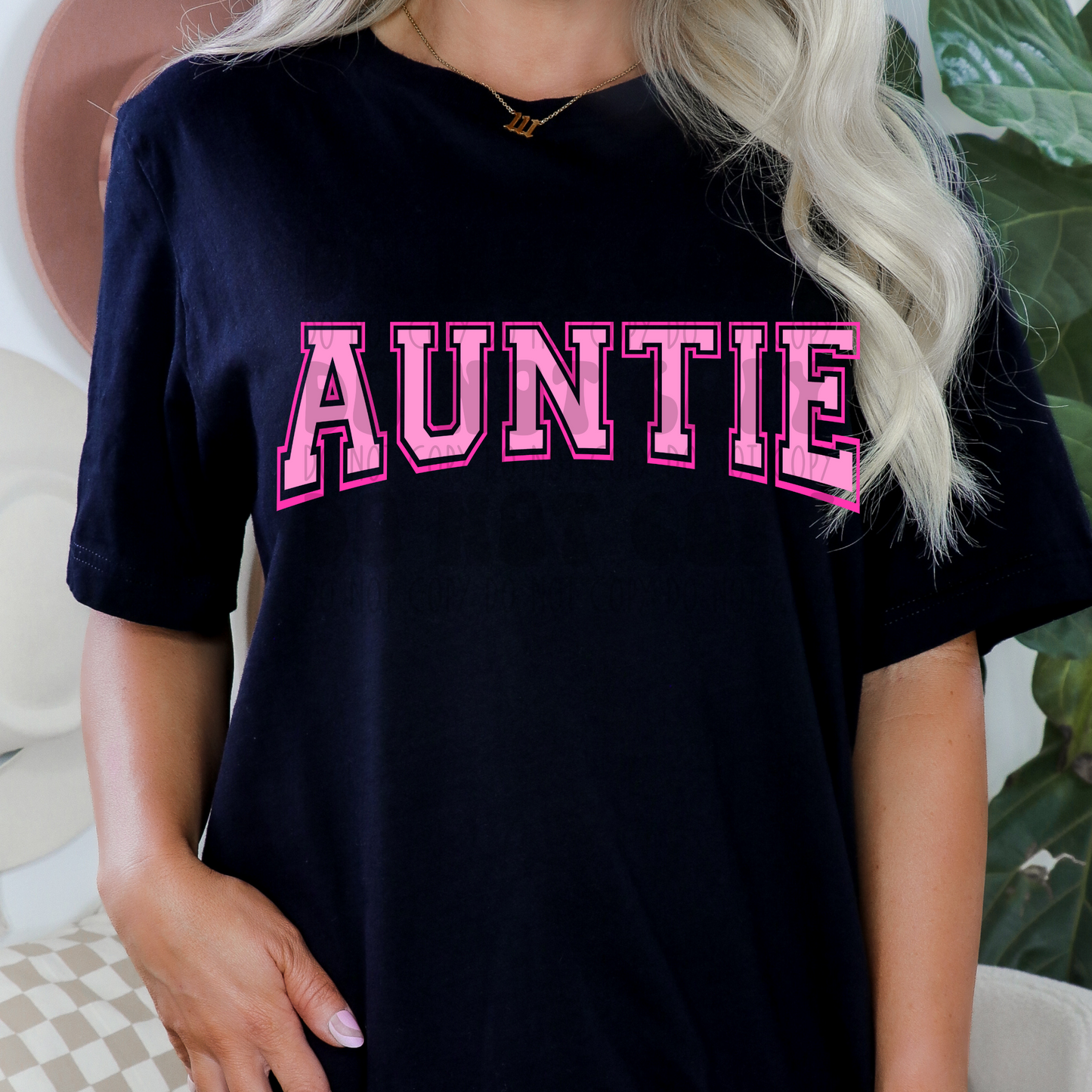 AUNTIE VARSITY OUTLINE - PINK - DTF TRANSFER