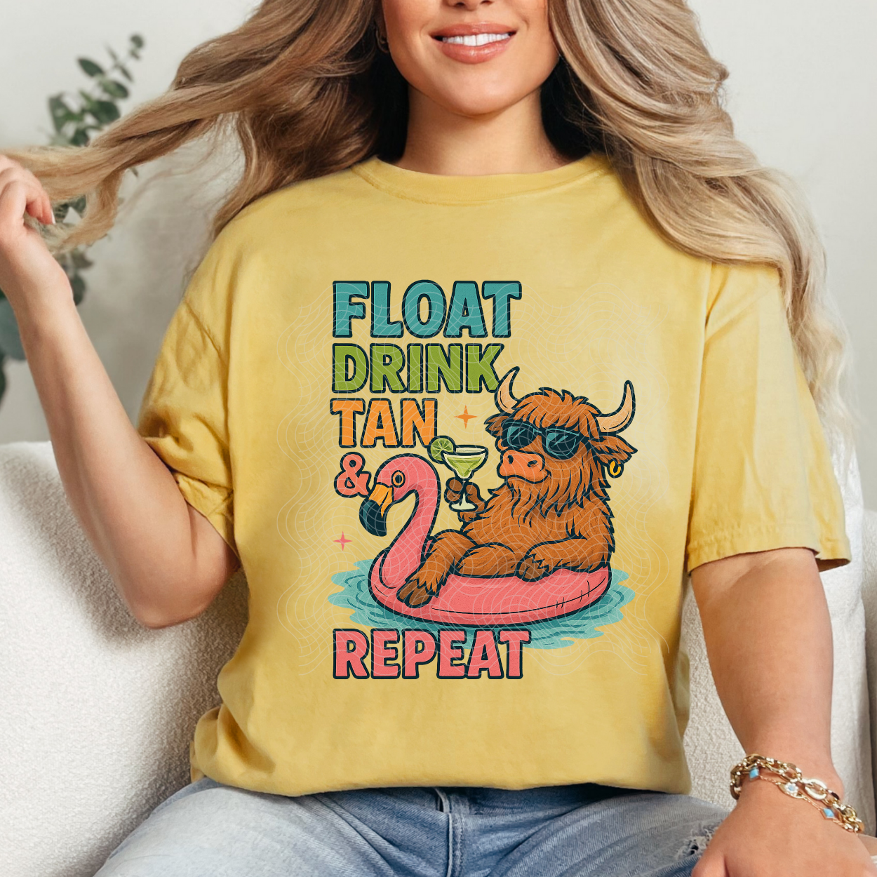 FLOAT DRINK TAN REPEAT - DTF TRANSFER