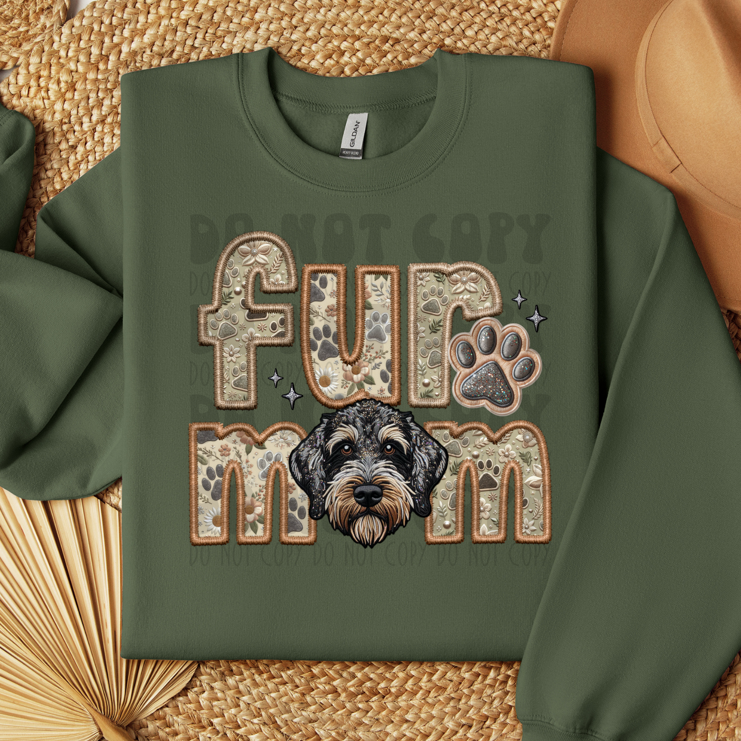 FUR MOM, DOODLE BRINDLE - FAUX EMBROIDERY - DTF TRANSFER