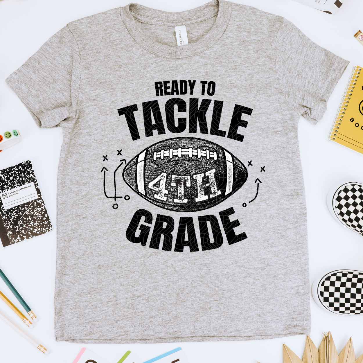TACKLE FOURTH GRADE, BLK - DTF TRANSFER