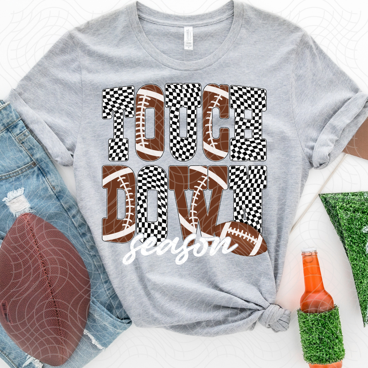 TOUCH DOWN SEASON WHITE TEXT - DTF TRANSFER