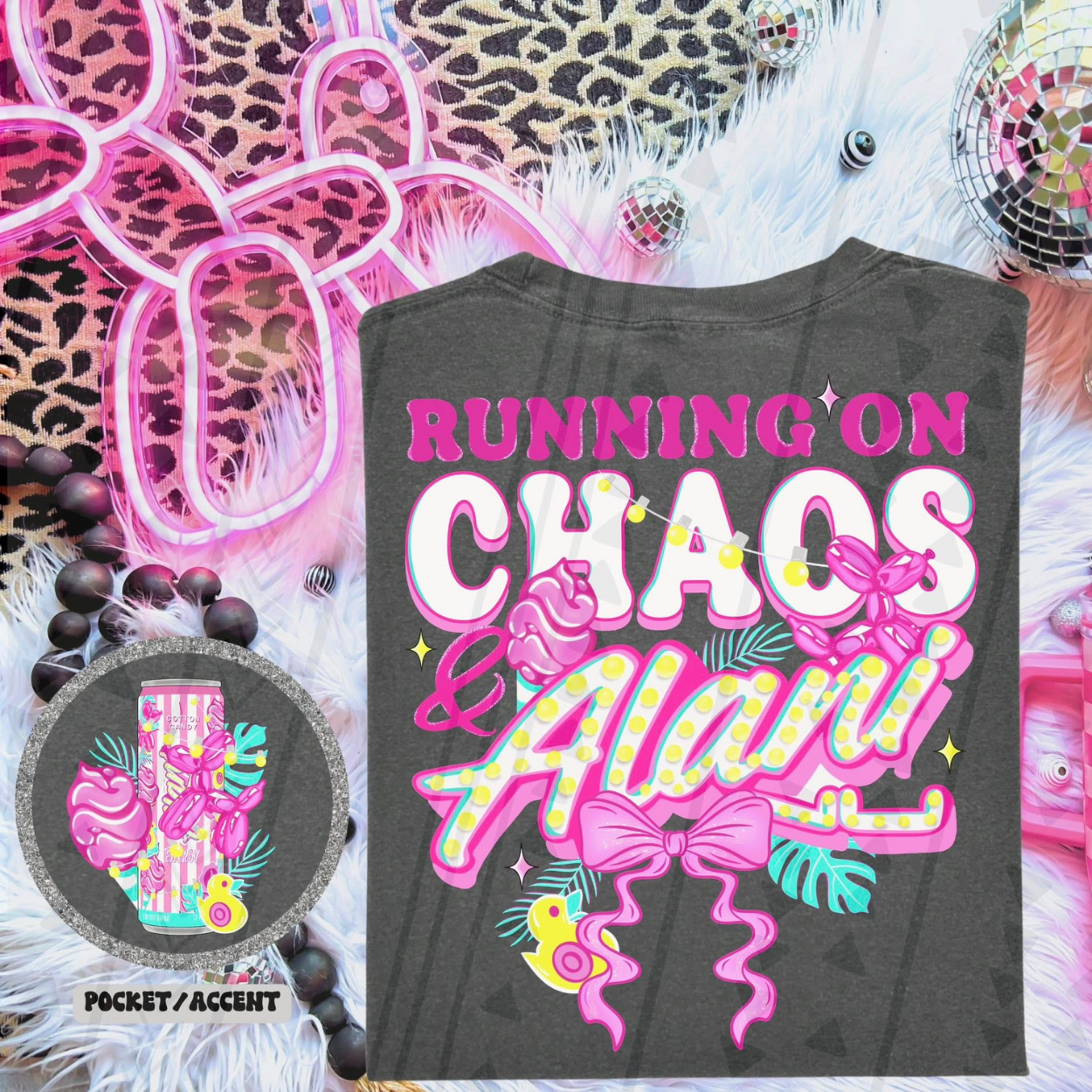 RUNNING ON CHOAS ALANI PINK W/ POCKET - DTF TRANSFER