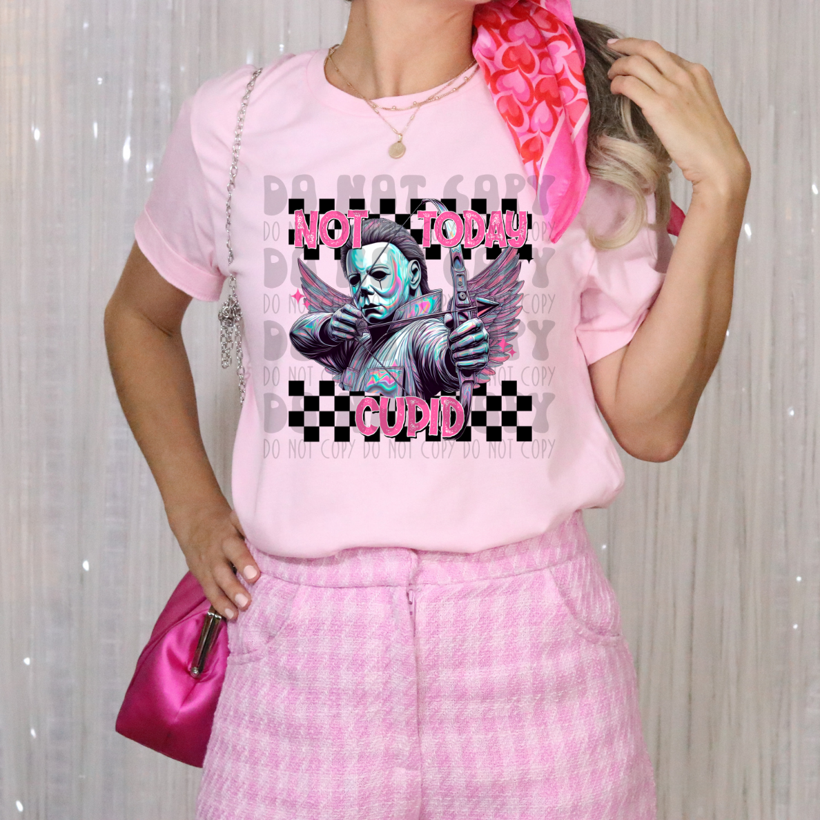 NOT TODAY CUPID HORROR BLK CHECK - DTF TRANSFER