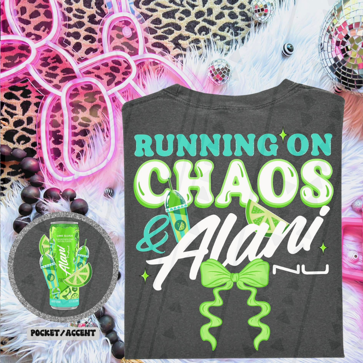 RUNNING ON CHOAS ALANI GREEN W/ POCKET - DTF TRANSFER