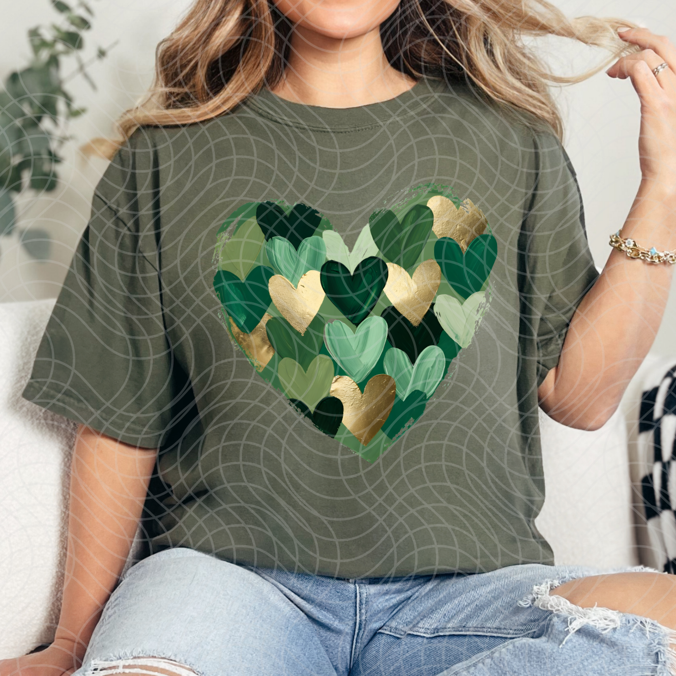GREEN HEARTS - DTF TRANSFER