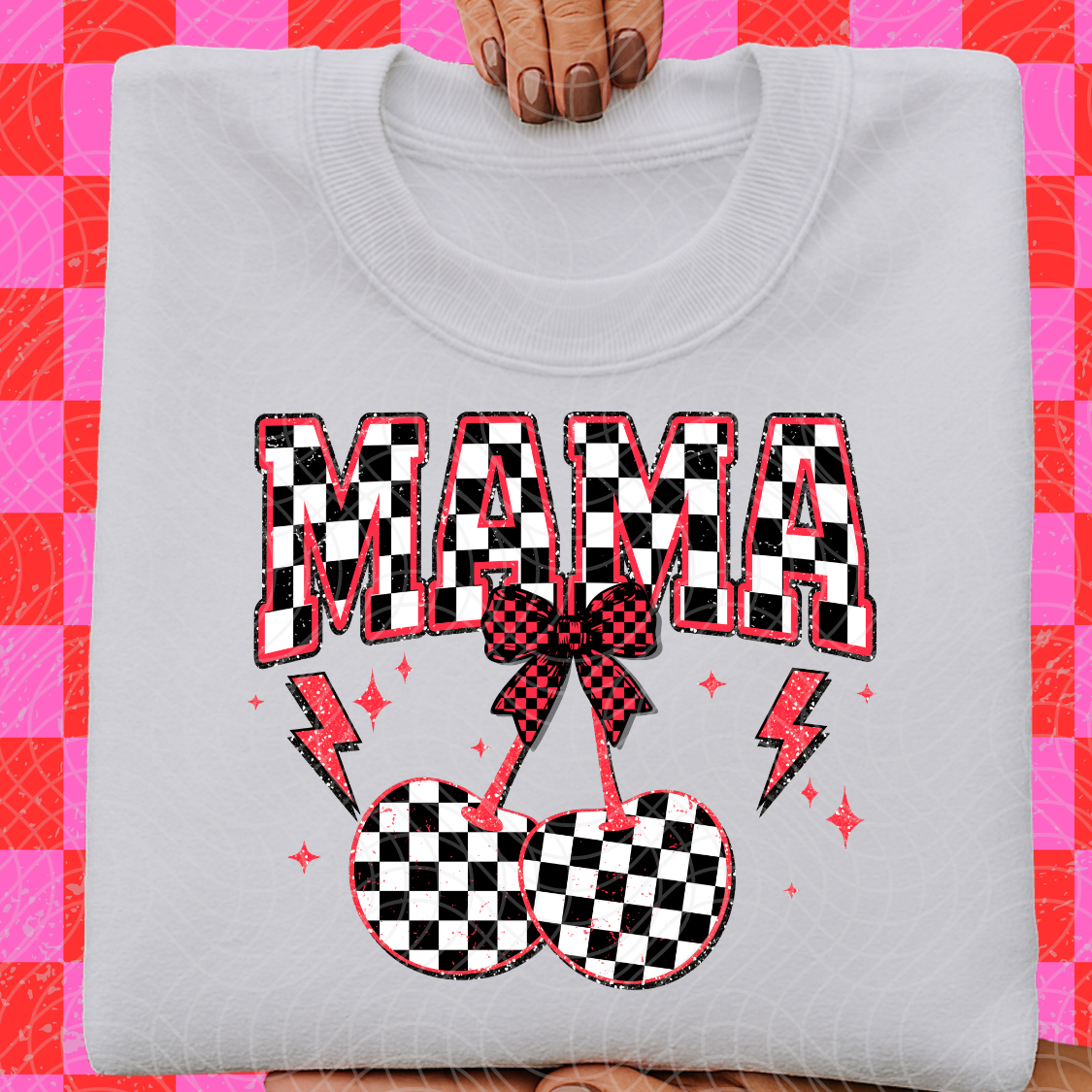 MAMA CHERRY BLACK AND WHITE-DTF TRANSFER