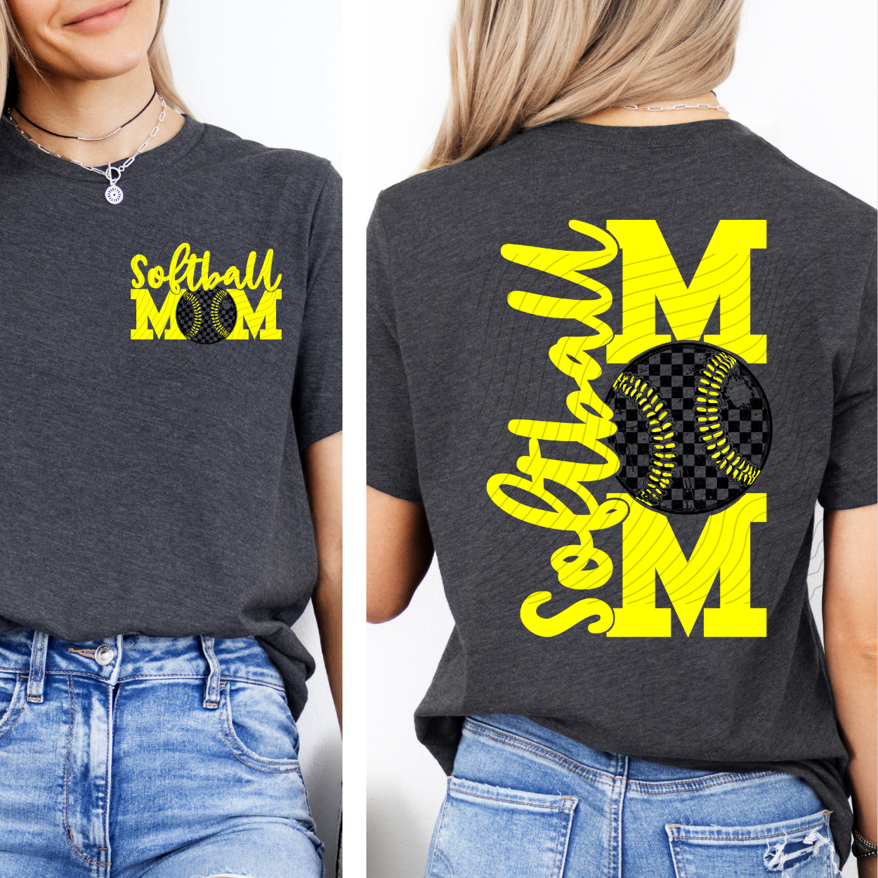 SOFTBALL MOM YELLOW W/ POCKET - DTF TRANSFER